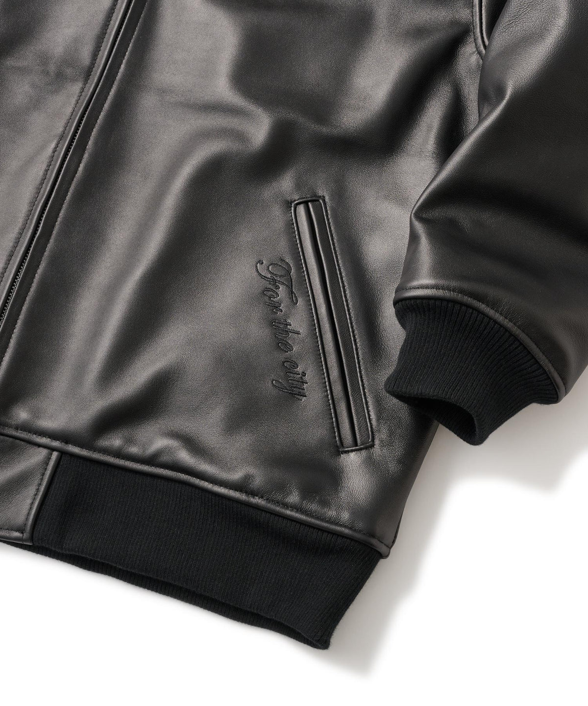 FTC LEATHER ZIP VARSITY JACKET
