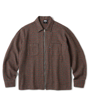 FTC WOVEN PLAID ZIP UP SHIRT