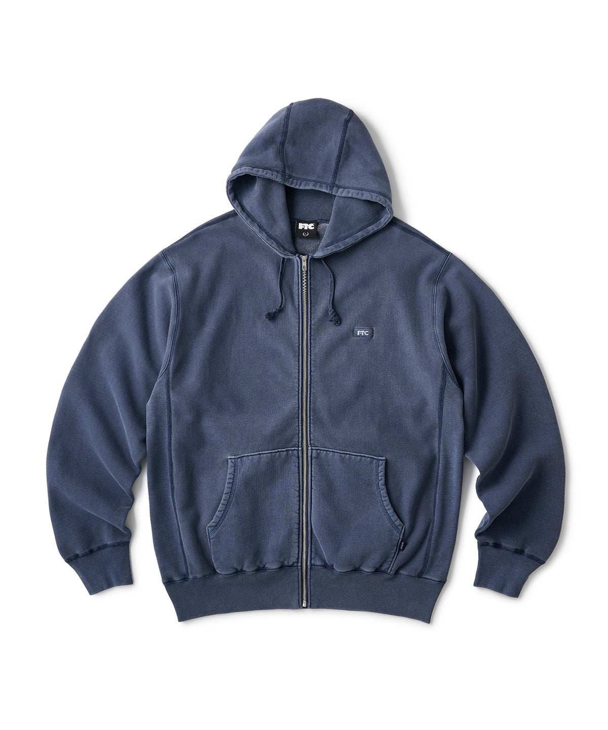 FTC PIGMENT DYED BOX LOGO ZIP UP HOODED SWEATSHIRT
